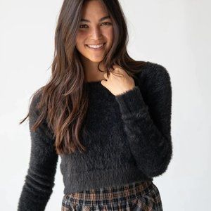 Natural Life Fuzzy Sweater Black NWT